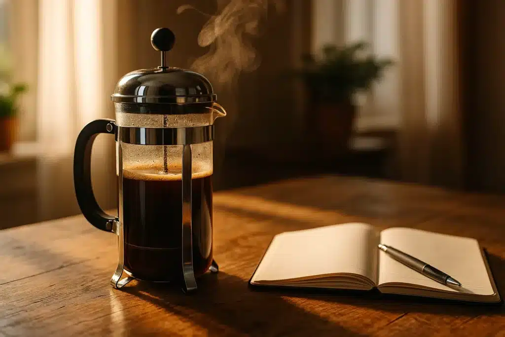 French roast coffee (a darker roast—bold, smoky, lower perceived acidity).