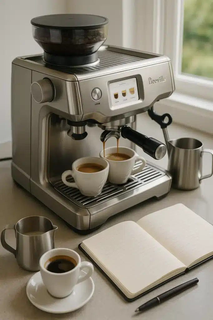 the Breville Barista Touch Espresso Machine BES880BSS user interface touchscreen
