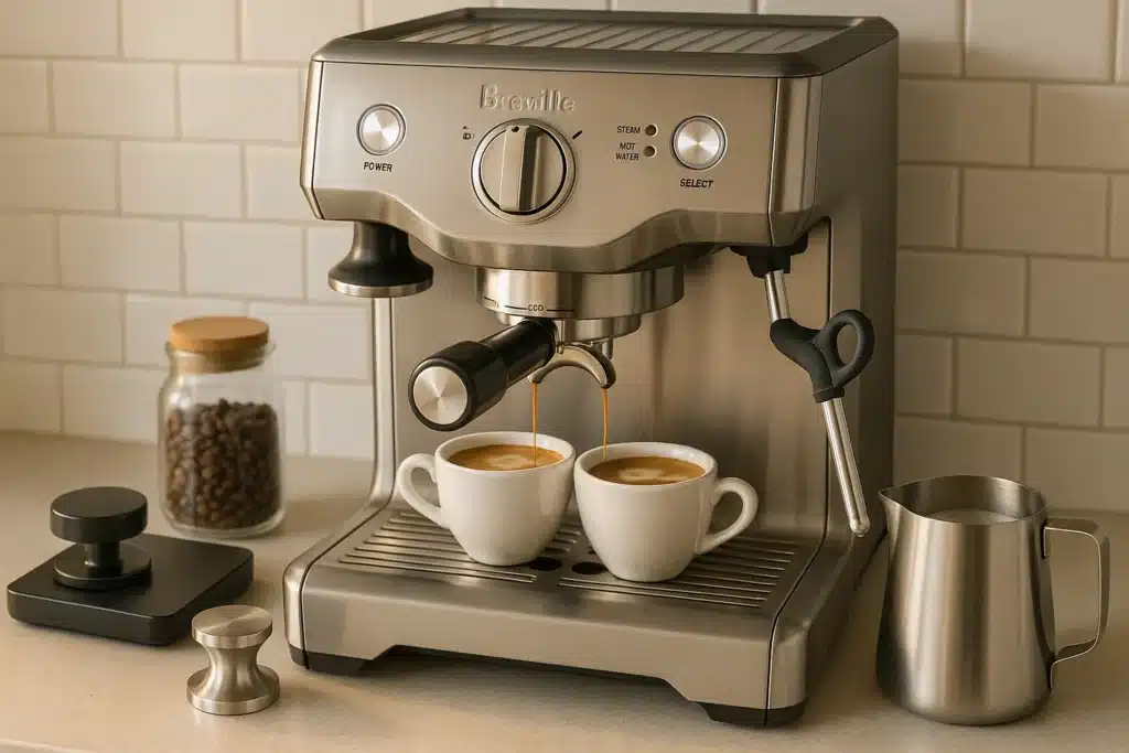For taller glasses (like a 6–8 oz flat white glass), I either remove the drip tray grid or just pull into a short cup and top up with hot water or milk